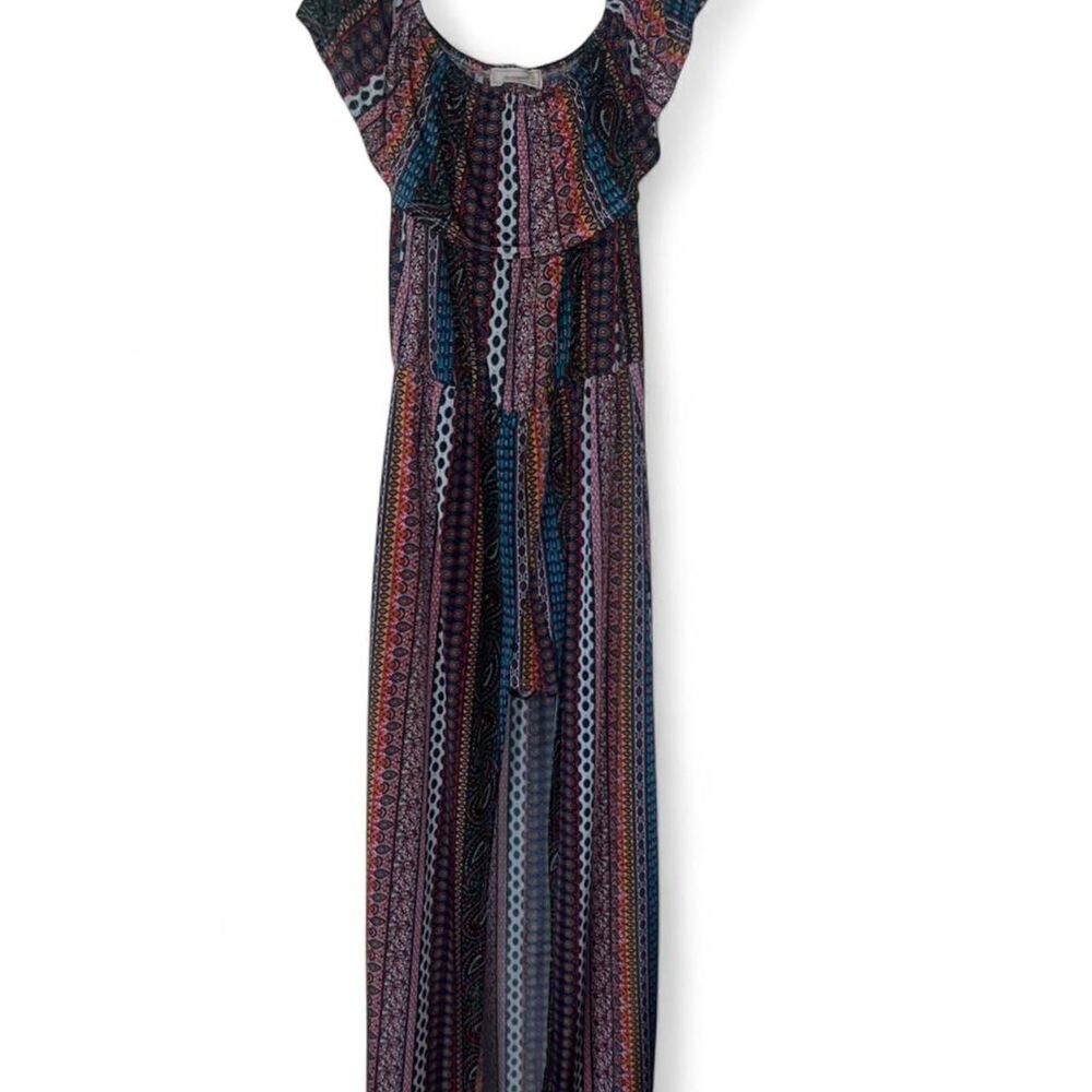 No Comment Women's Multicolored Paisley Boho Maxi Dress with Shorts SZ M/L?